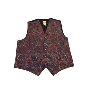 Wah Maker Frontier Mens XL Vintage 90s Western Paisley Tapestry Vest EUC